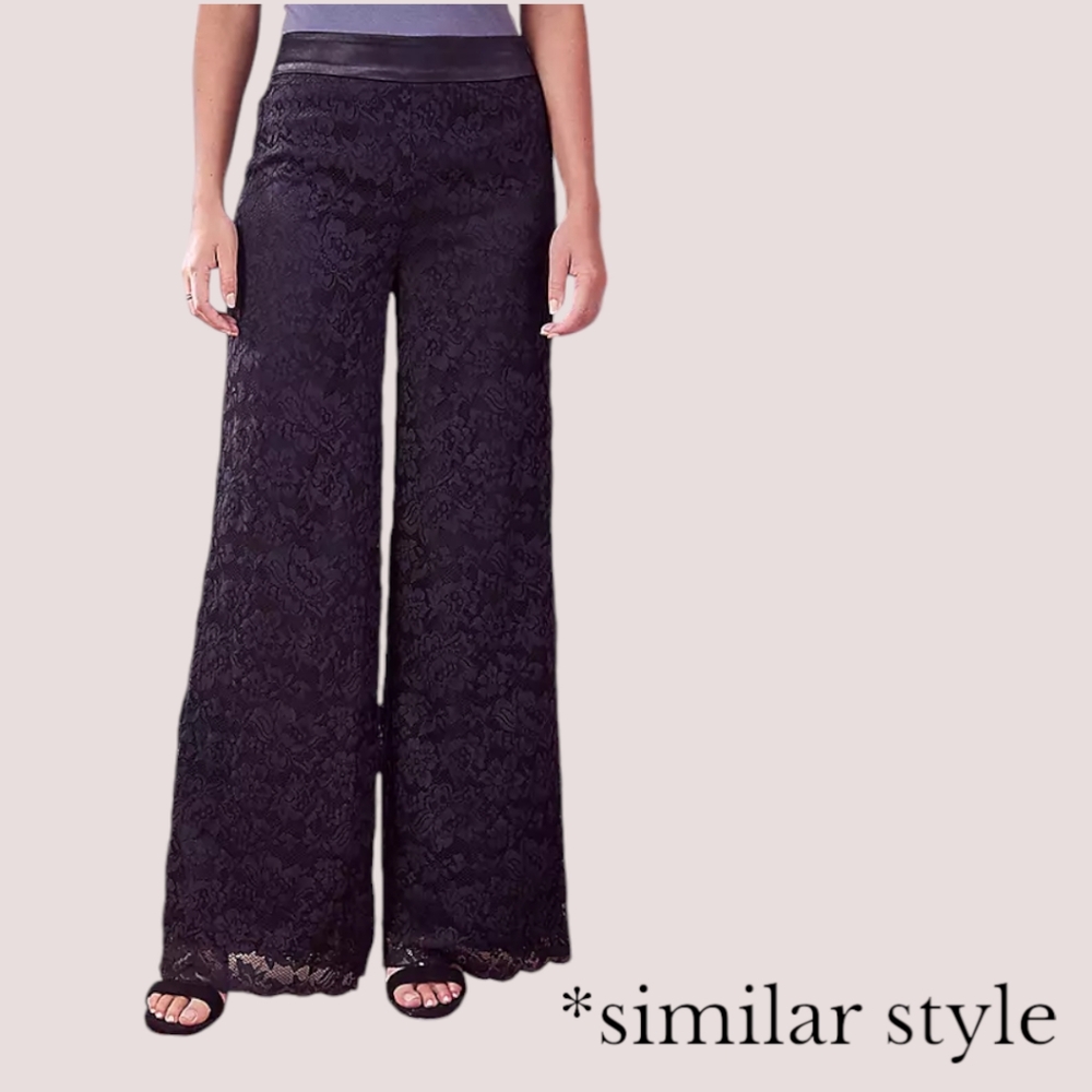 🖤 Yumi Floral Lace Lined High Rise Wide Leg Pants, UK M, NWT